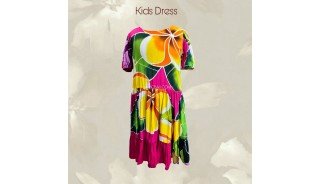 Rayon Hand Painted Kids Dress